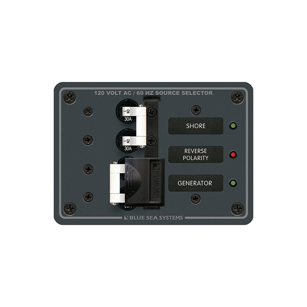 Blue Sea 8032 AC Toggle Source Selector 120V AC - 30AMP - White Switches [8032] - Houseboatparts.com