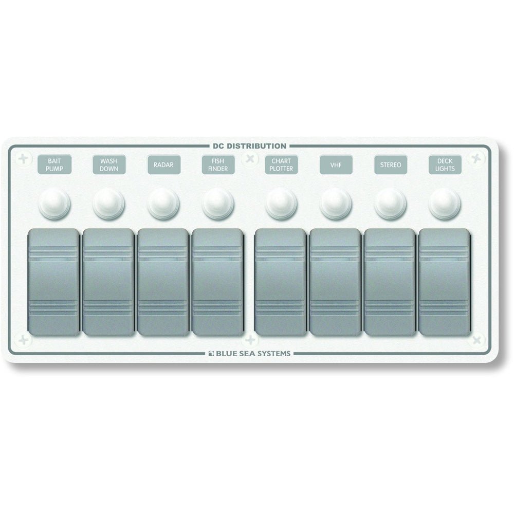 Blue Sea 8271 Water Resistant Panel - 8 Position - White - Horizontal Mount [8271] - Houseboatparts.com