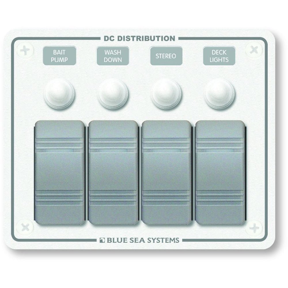 Blue Sea 8272 Water Resistant Panel - 4 Position - White - Horizontal Mount [8272] - Houseboatparts.com