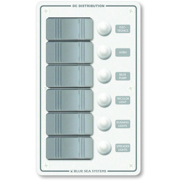 Blue Sea 8273 Water Resistant Panel - 6 Position - White - Vertical [8273] - Houseboatparts.com