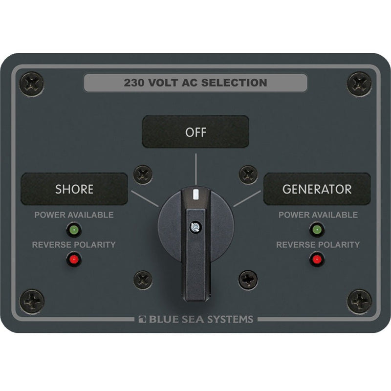 Blue Sea 8359 AC Rotary Switch Panel 30 Ampere 2 Positions + OFF, 2 Pole [8359] - Houseboatparts.com