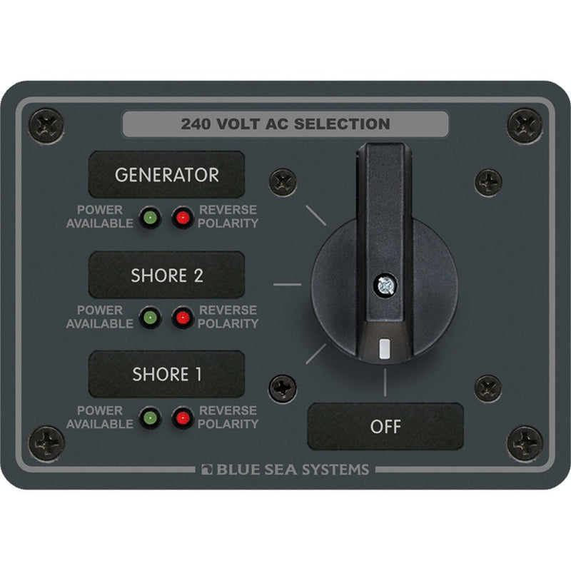 Blue Sea 8361 AC Rotary Switch Panel 65 Ampere 3 Positions + OFF, 3 Pole [8361] - Houseboatparts.com
