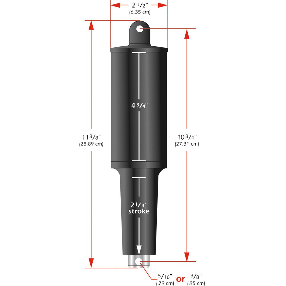 Lenco 101XD Extreme Duty Actuator - 12V - 2-1/4" Stroke - 5/16" Hardware [15055-001] - Houseboatparts.com