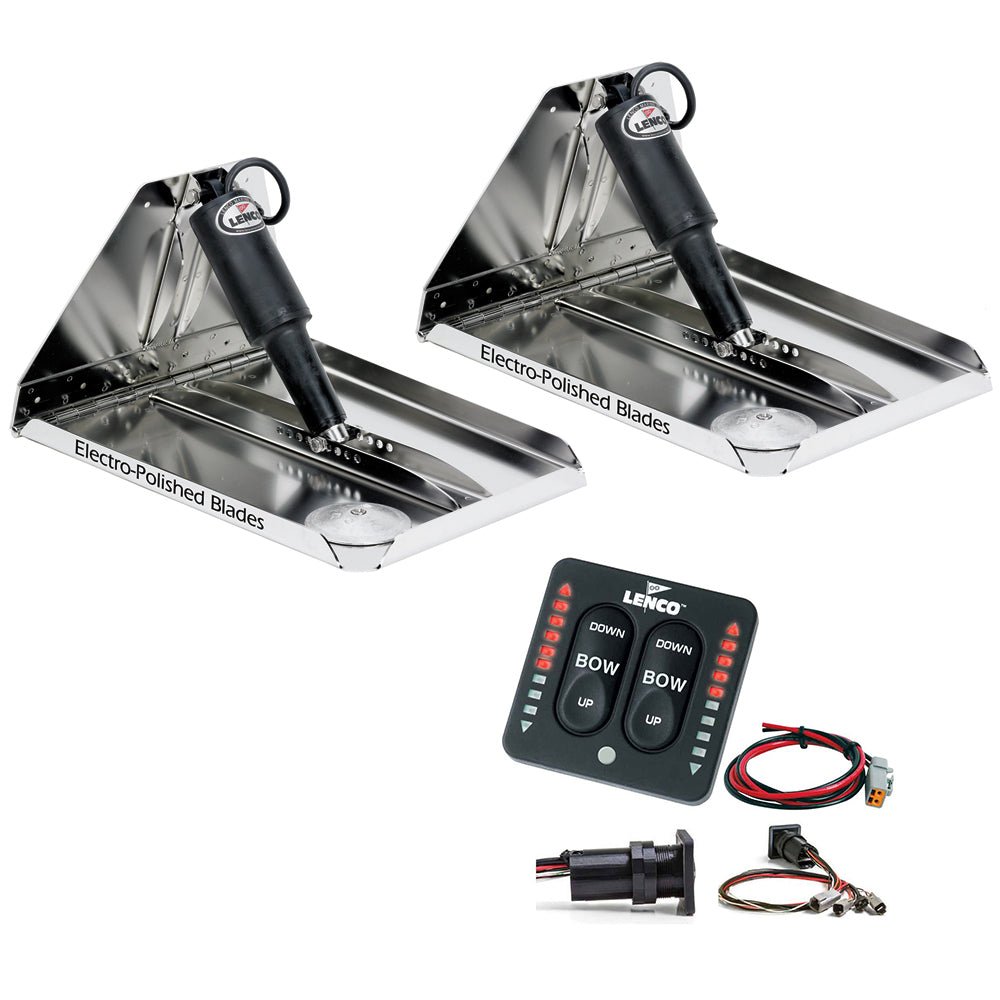 Lenco 16" x 12" Heavy Duty Performance Trim Tab Kit w/LED Indicator Switch Kit 12V [RT16X12HDI] - Houseboatparts.com