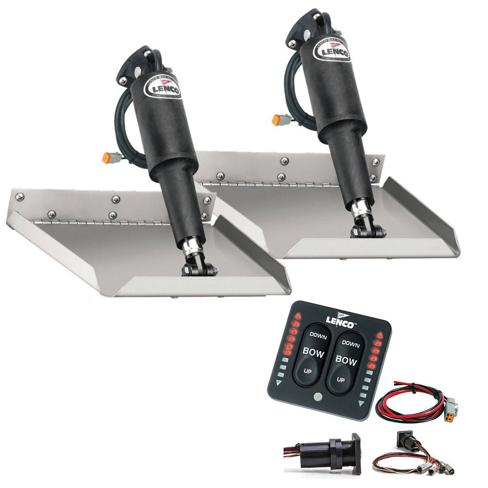 Lenco 9" x 9" Edgemount Trim Tab Kit w/LED Indicator Switch Kit 12V [TT9X9EI] - Houseboatparts.com