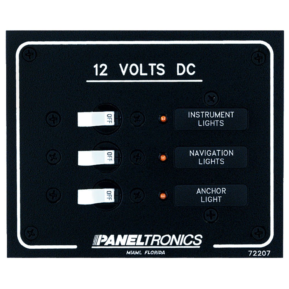 Paneltronics Standard DC 3 Position Breaker Panel w/LEDs [9972207B] - Houseboatparts.com