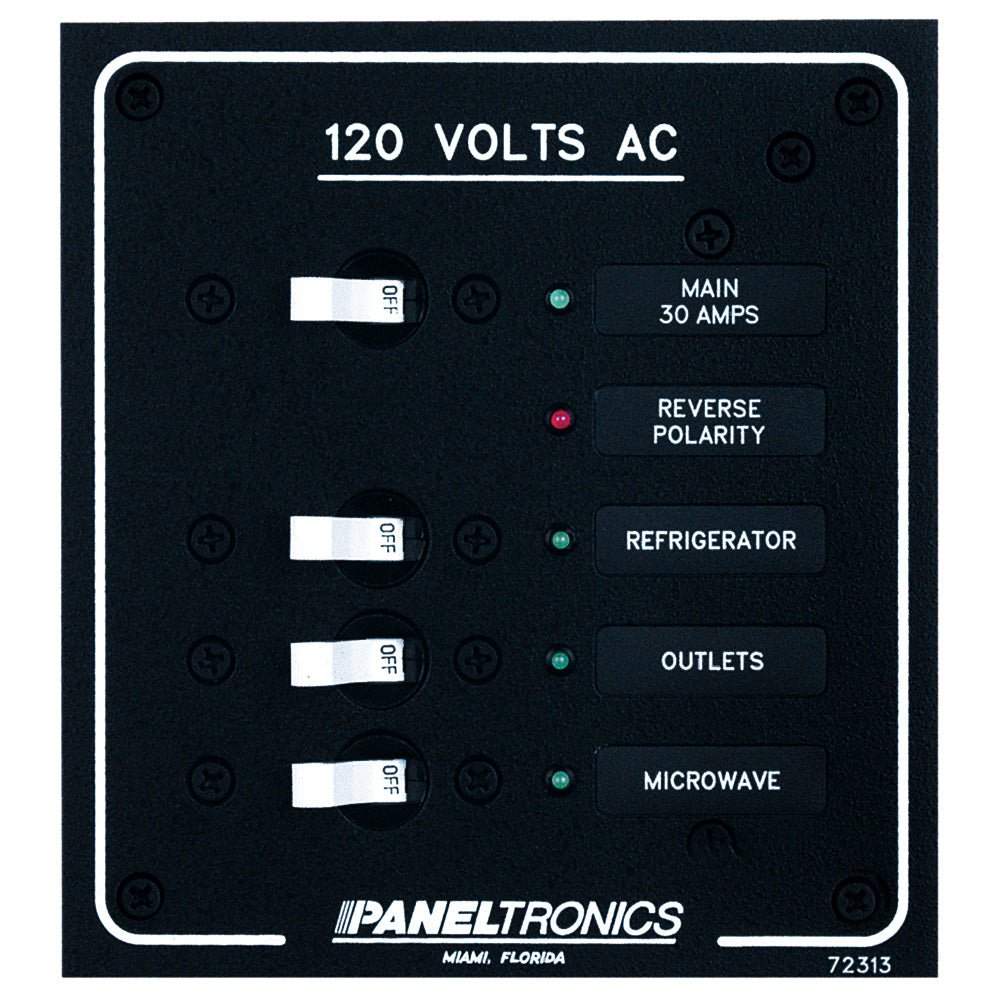 Paneltronics Standard AC 3 Position Breaker Panel & Main w/LEDs [9972313B] - Houseboatparts.com