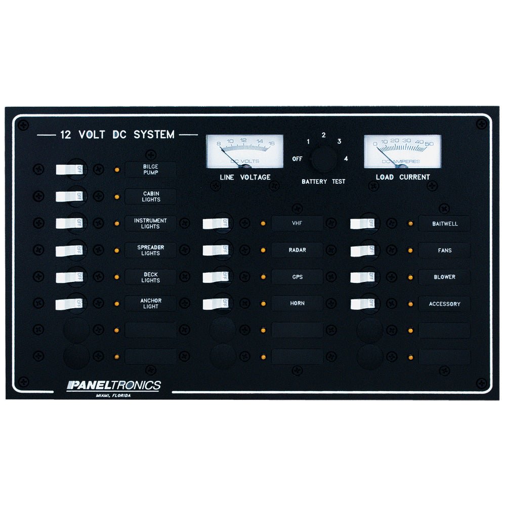 Paneltronics Standard DC 20 Position Breaker Panel & Meter [9973210B] - Houseboatparts.com