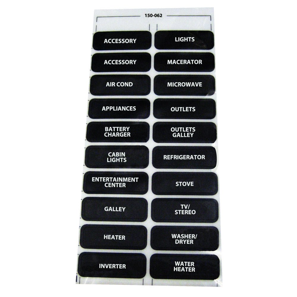 Paneltronics AC-20 Assorted Label Sheet [150-062] - Houseboatparts.com