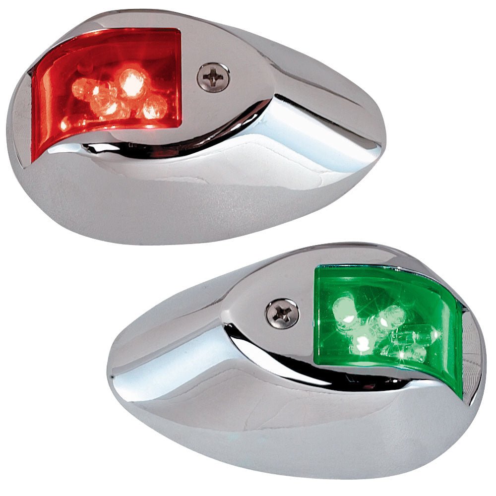 Perko LED Sidelights - Red/Green - 12V - Chrome Plated Housing [0602DP1CHR] - Houseboatparts.com