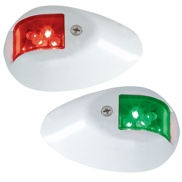 Perko LED Side Lights - Red/Green - 12V - White Epoxy Coated Housing [0602DP1WHT] - Houseboatparts.com