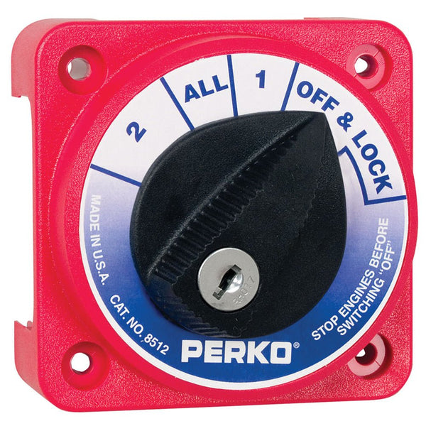 Perko Compact Medium Duty Battery Selector Switch w/Key Lock [8512DP] - Houseboatparts.com