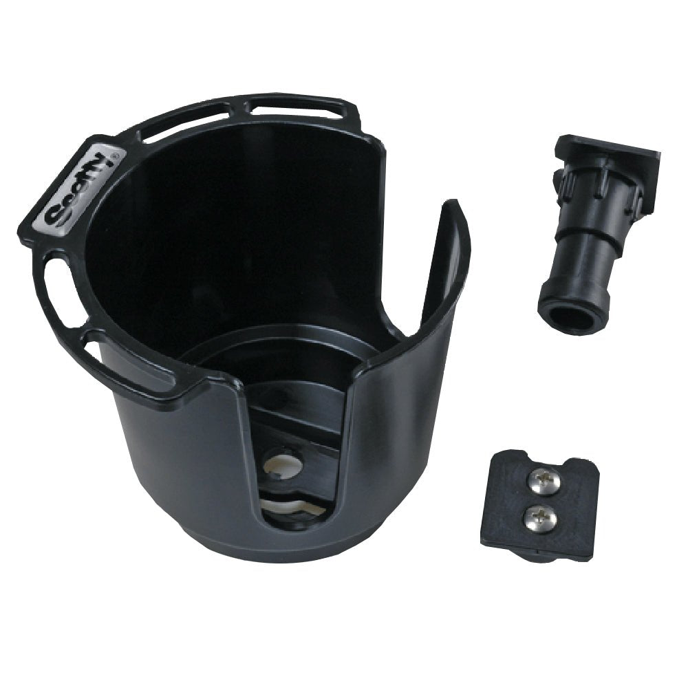 Scotty 311 Drink Holder w/Bulkhead/Gunnel Mount & Rod Holder Post Mount - Black [311-BK] - Houseboatparts.com