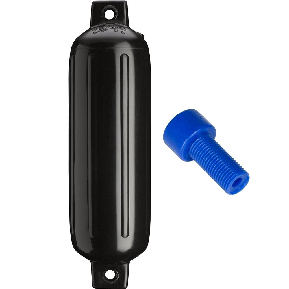 Polyform G - 3 Twin Eye Fender 5.5" x 19" - Black w/Air Adapter [G - 3 BLACK W/AIR ADAPTER] - Houseboatparts.com
