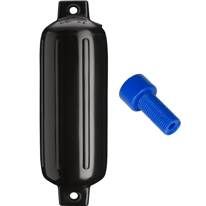 Polyform G-4 Twin Eye Fender 6.5" x 22" - Black w/Adapter [G-4-BLACK] - Houseboatparts.com