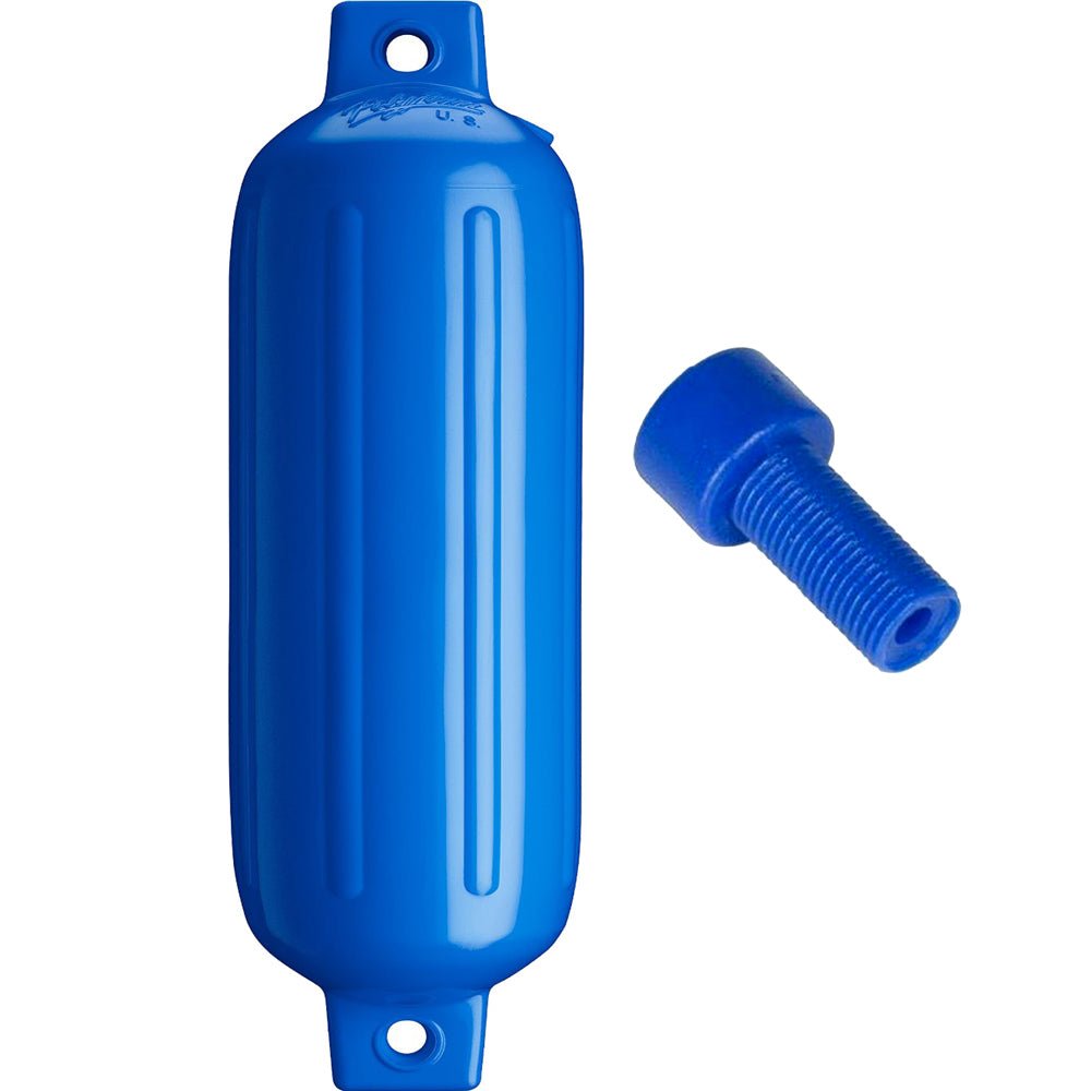 Polyform G-4 Twin Eye Fender 6.5" x 22" - Blue w/Adapter [G-4-BLUE] - Houseboatparts.com