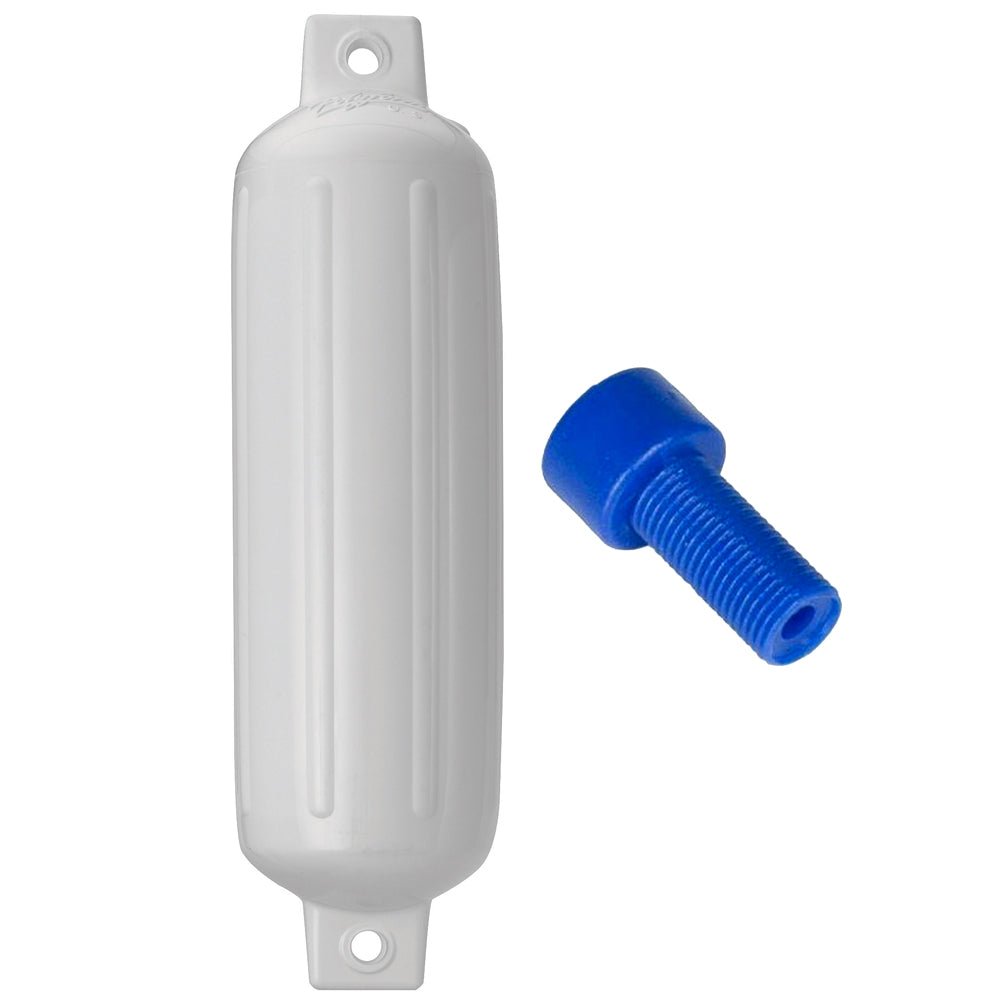 Polyform G-4 Twin Eye Fender 6.5" x 22" White w/Adapter [G-4-WHITE] - Houseboatparts.com