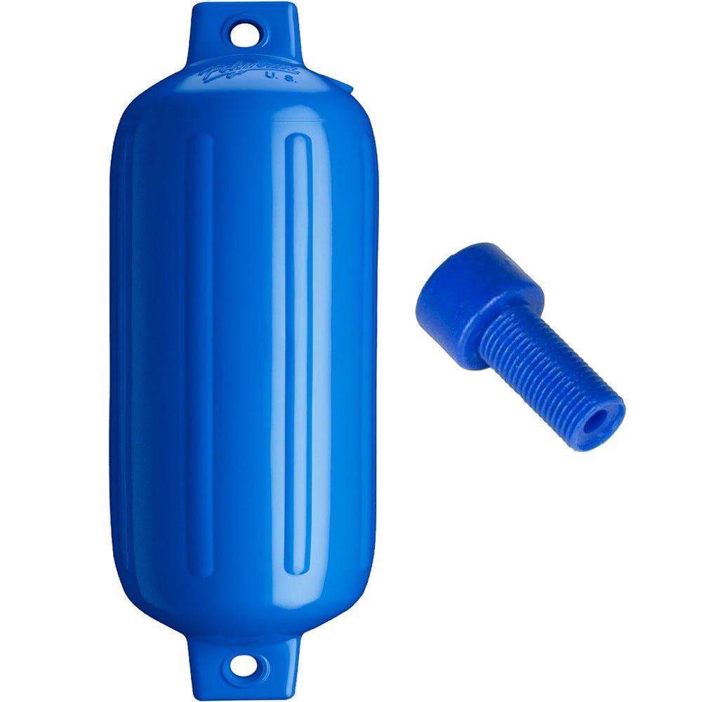 Polyform G-5 Twin Eye Fender 8.8" x 26.8" - Blue w/Adapter [G-5-BLUE] - Houseboatparts.com