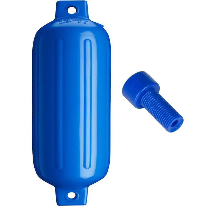 Polyform G-5 Twin Eye Fender 8.8" x 26.8" - Blue w/Adapter [G-5-BLUE] - Houseboatparts.com