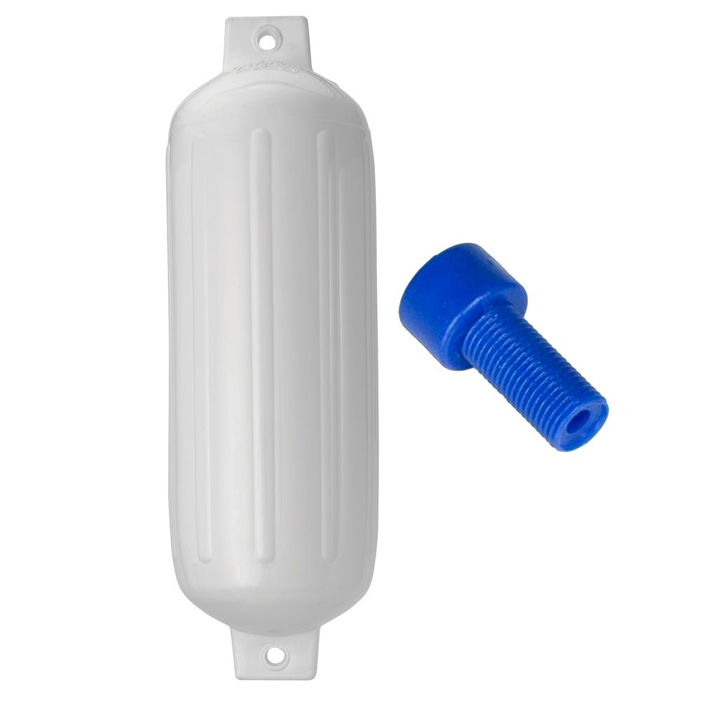 Polyform G-5 Twin Eye Fender 8.8" x 26.8" - White w/Adapter [G-5-WHITE] - Houseboatparts.com