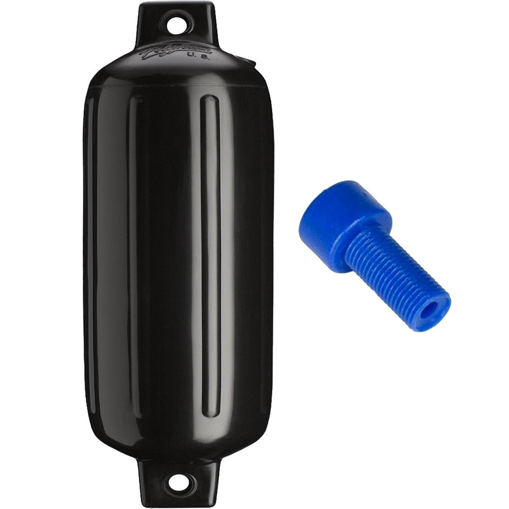 Polyform G-6 Twin Eye Fender 11" x 30" - Black w/Adapter [G-6-BLACK] - Houseboatparts.com