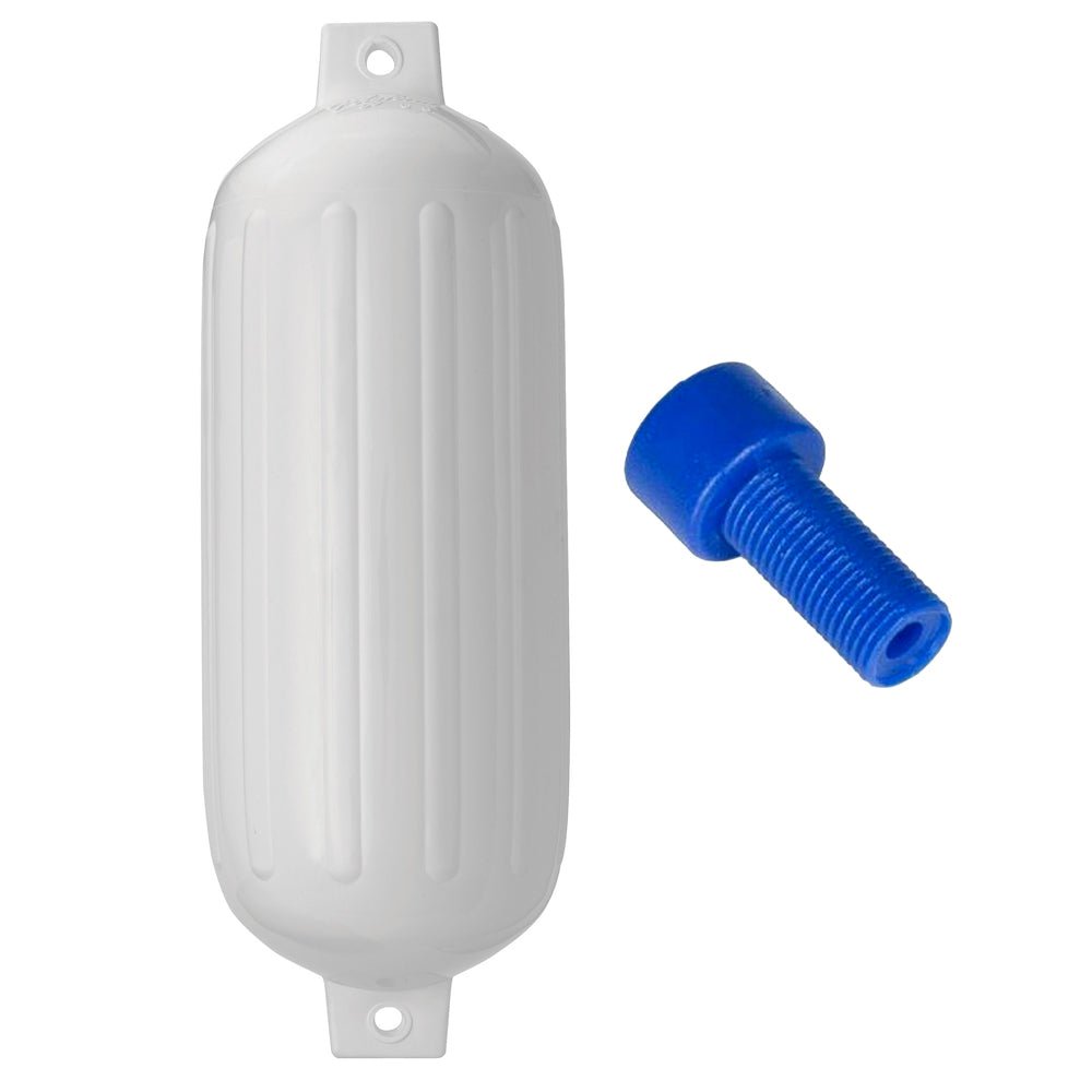 Polyform G-6 Twin Eye Fender 11" x 30" - White w/Adapter [G-6-WHITE] - Houseboatparts.com