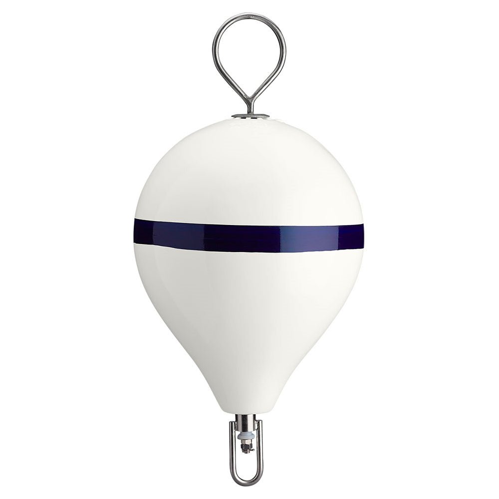 Polyform 17" CM Mooring Buoy w/SS Iron - White Blue Stripe [CM-3SS W-STR] - Houseboatparts.com