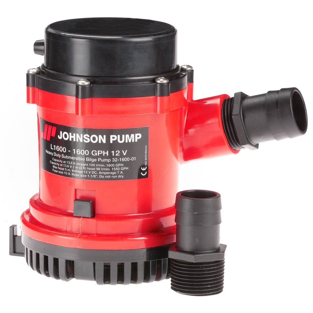 Johnson Pump 1600 GPH Bilge Pump 1-1/8" Hose 12V [16004-00] - Houseboatparts.com