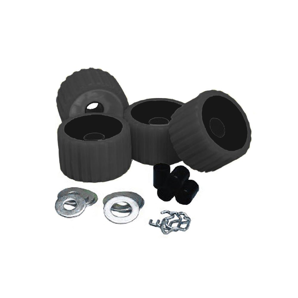 C.E. Smith Ribbed Roller Replacement Kit - 4 Pack - Black [29210] - Houseboatparts.com