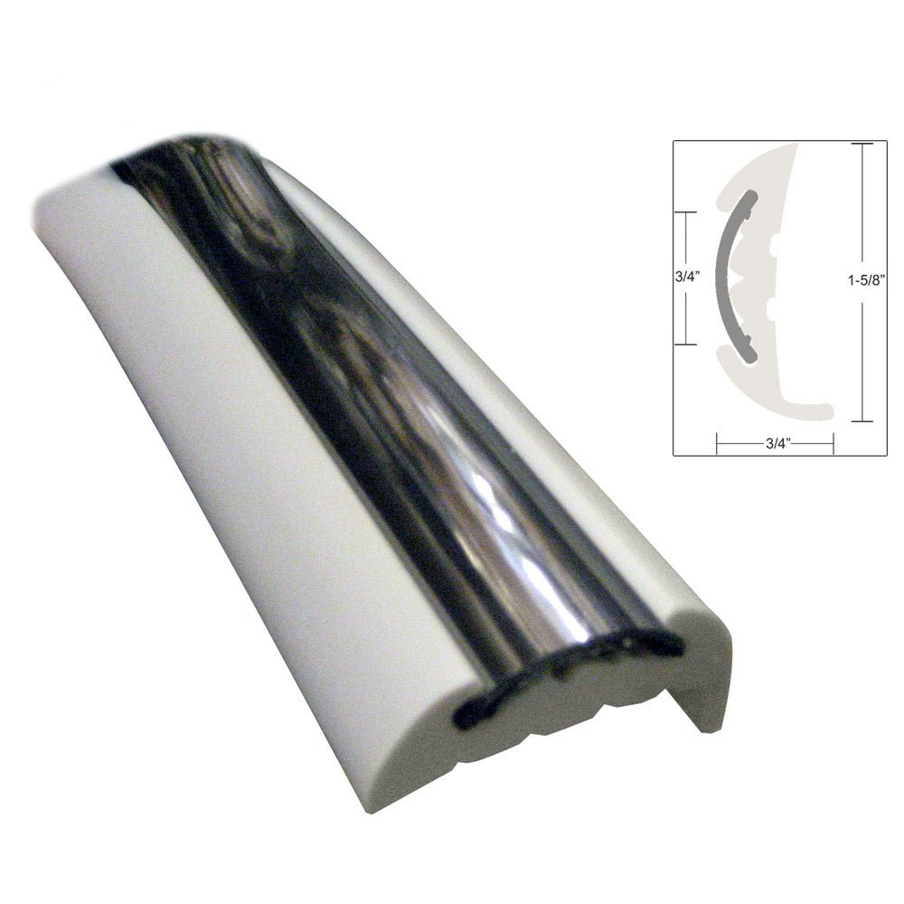 TACO Semi-Rigid Rub Rail Kit - White w/Flex Chrome Insert - 70' [V11-9811WCM70-2] - Houseboatparts.com