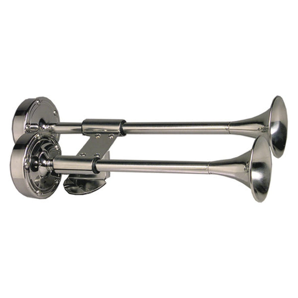 Schmitt Marine Deluxe All-Stainless Shorty Dual Trumpet Horn - 12V [10012] - Houseboatparts.com