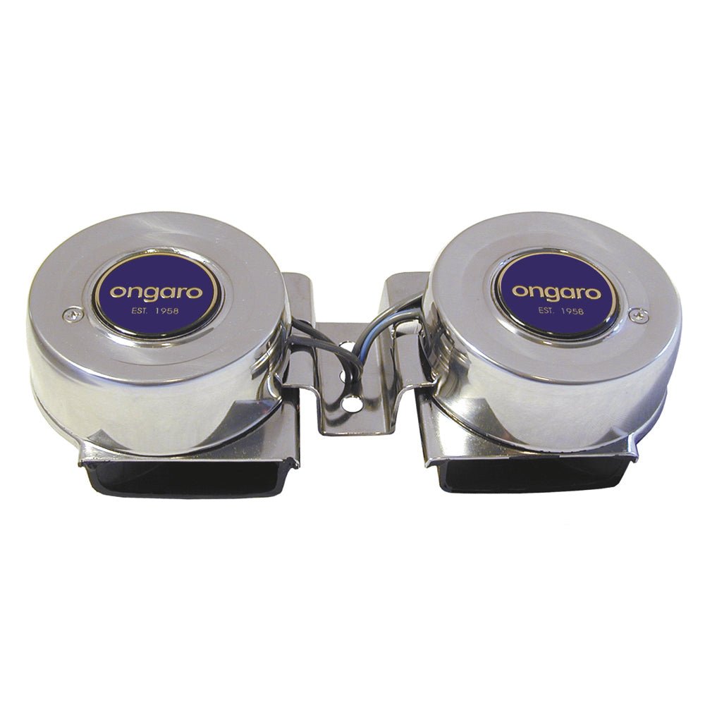 Schmitt Marine Ongaro All-Stainless Mini Compact Twin Horn - 12V [10002] - Houseboatparts.com