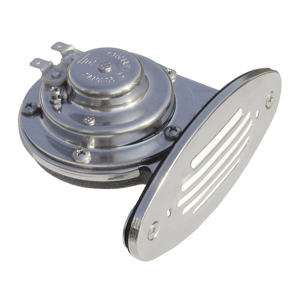 Schmitt Marine Mini Stainless Steel Single Drop-In Horn w/Stainless Steel Grill - 12V Low Pitch [10050] - Houseboatparts.com