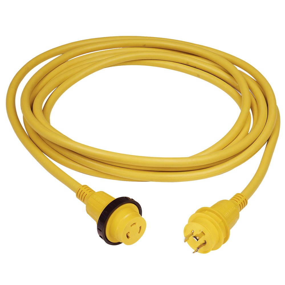 Marinco 30 Amp PowerCord PLUS Cordset w/Power-On LED - Yellow 50ft [199119] - Houseboatparts.com