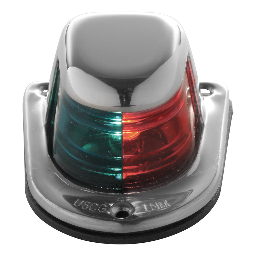 Attwood 1-Mile Deck Mount, Bi-Color Red/Green Combo Sidelight - 12V - Stainless Steel Housing [66318-7] - Houseboatparts.com