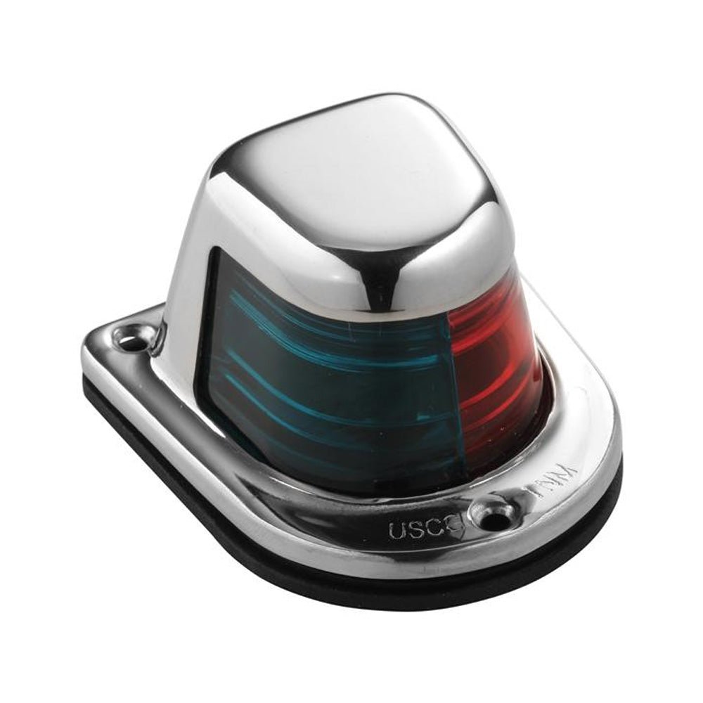 Attwood 1-Mile Deck Mount, Bi-Color Red/Green Combo Sidelight - 12V - Stainless Steel Housing [66318-7] - Houseboatparts.com