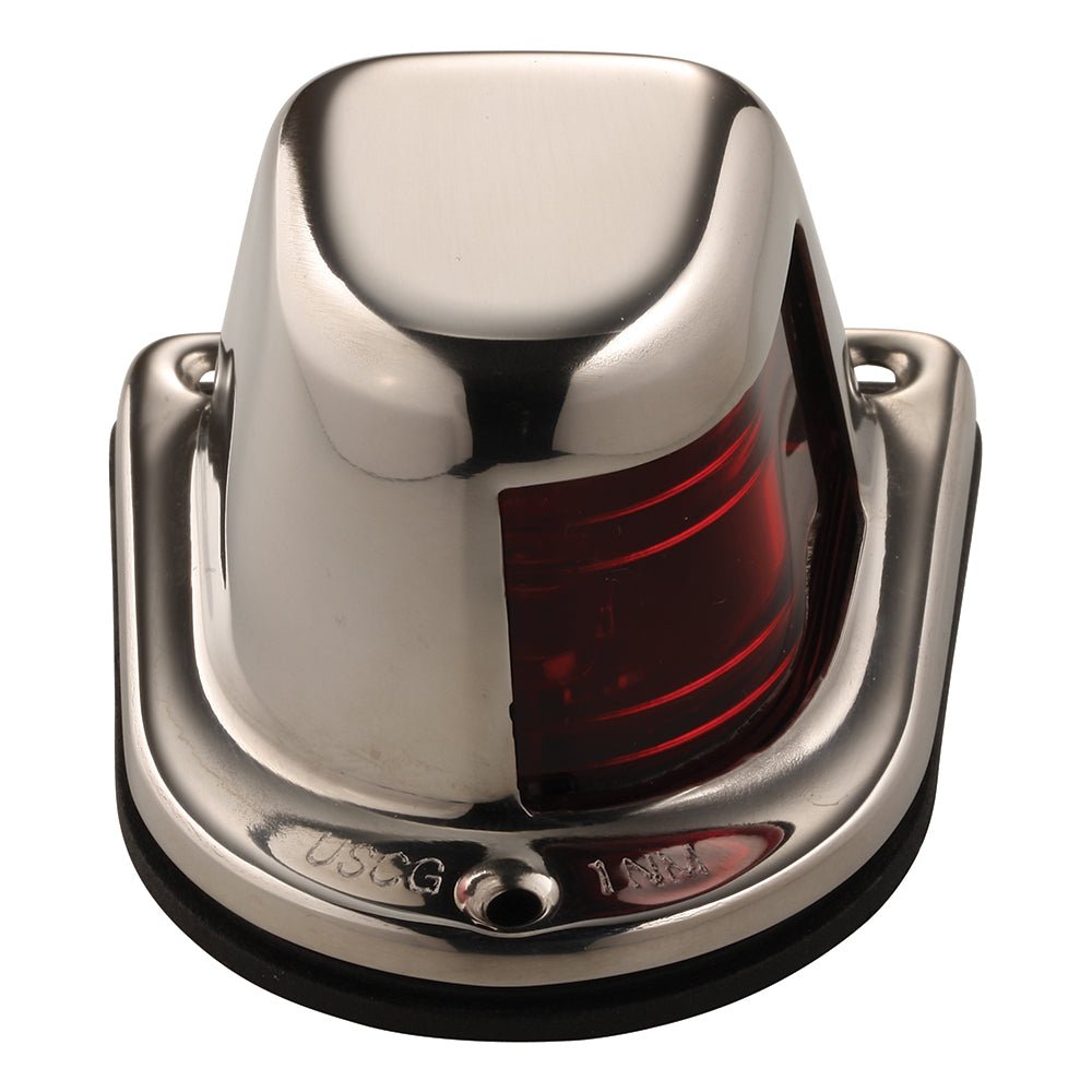 Attwood 1-Mile Deck Mount, Red Sidelight - 12V - Stainless Steel Housing [66319R7] - Houseboatparts.com