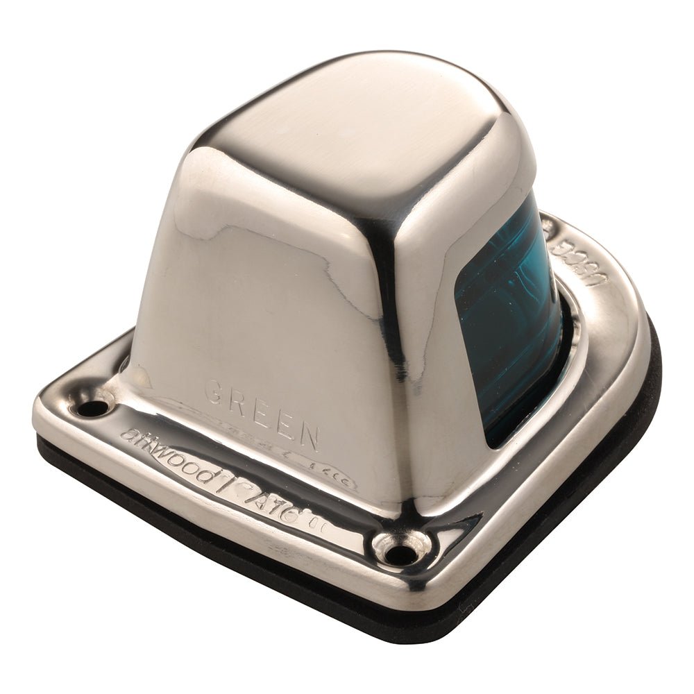 Attwood 1-Mile Deck Mount, Green Sidelight - 12V - Stainless Steel Housing [66319G7] - Houseboatparts.com