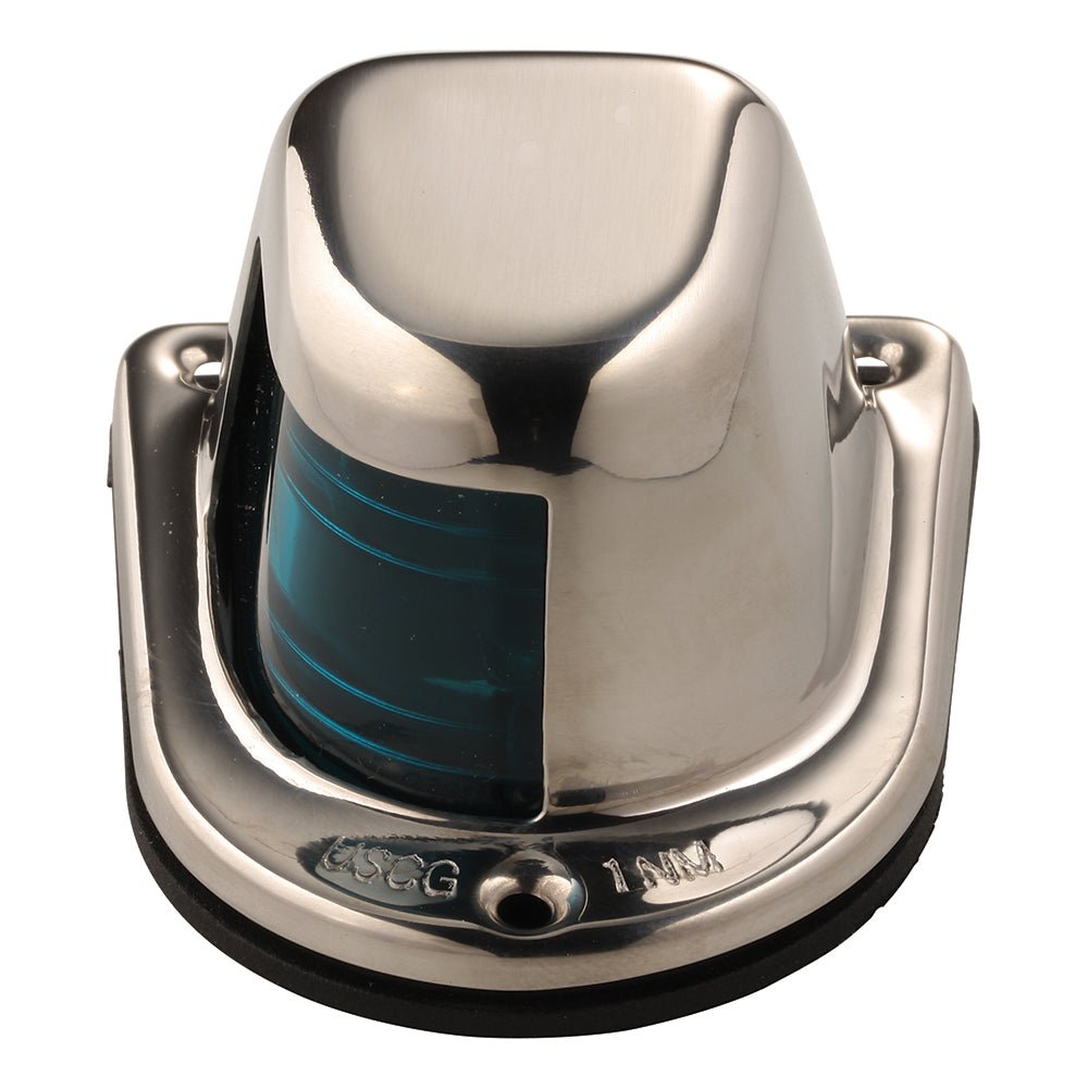 Attwood 1-Mile Deck Mount, Green Sidelight - 12V - Stainless Steel Housing [66319G7] - Houseboatparts.com