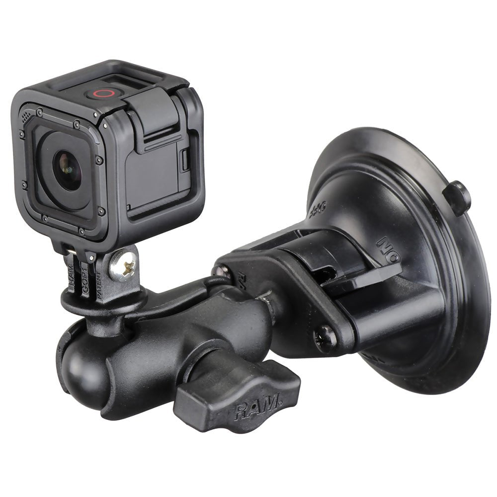 RAM Mount GoPro Hero Short Arm Suction Cup Mount [RAM-B-166-A-GOP1U] - Houseboatparts.com