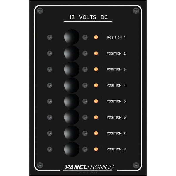 Paneltronics Standard Panel - DC 8 Position Circuit Breaker w/LEDs [9972208B] - Houseboatparts.com
