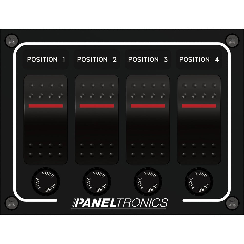 Paneltronics Waterproof Panel - DC 4-Position Illuminated Rocker Switch & Fuse [9960011B] - Houseboatparts.com