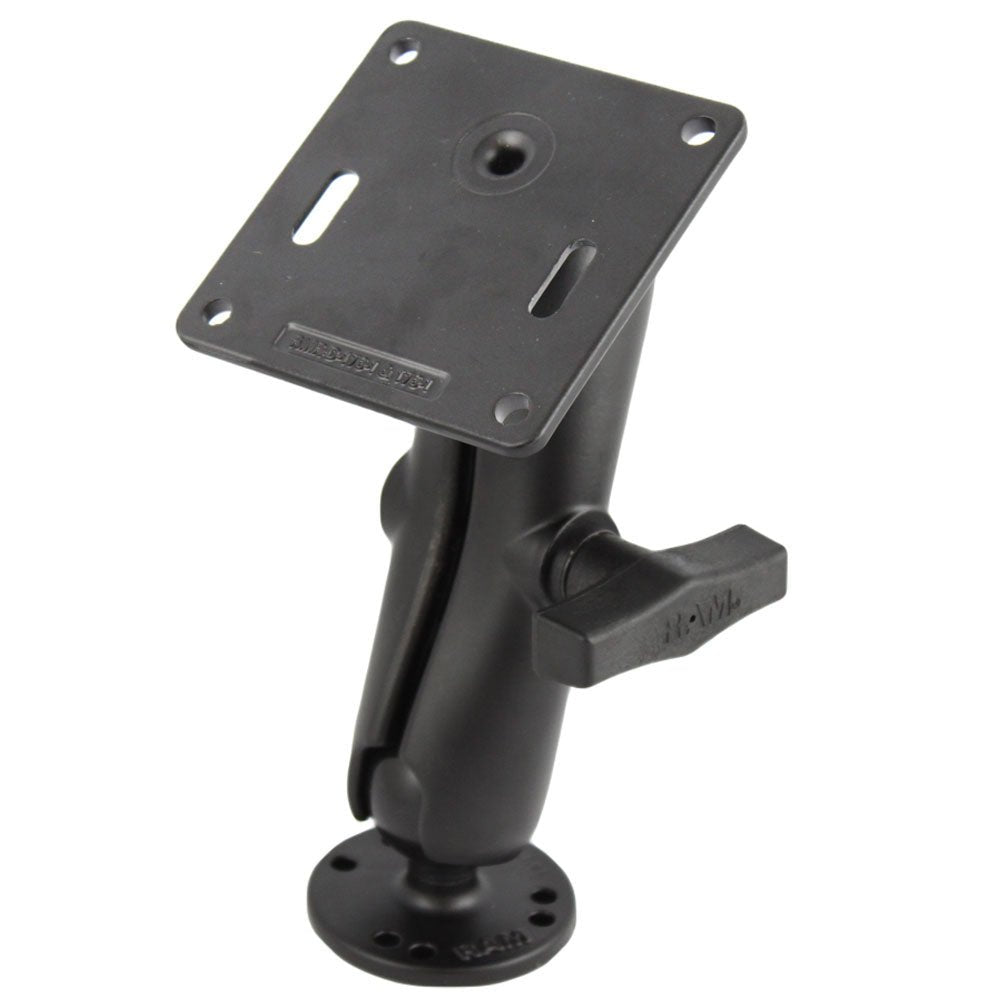 RAM Mount Double Socket Arm w/2.5" Round Base & 3.625" Square Base [RAM-101U-2461] - Houseboatparts.com