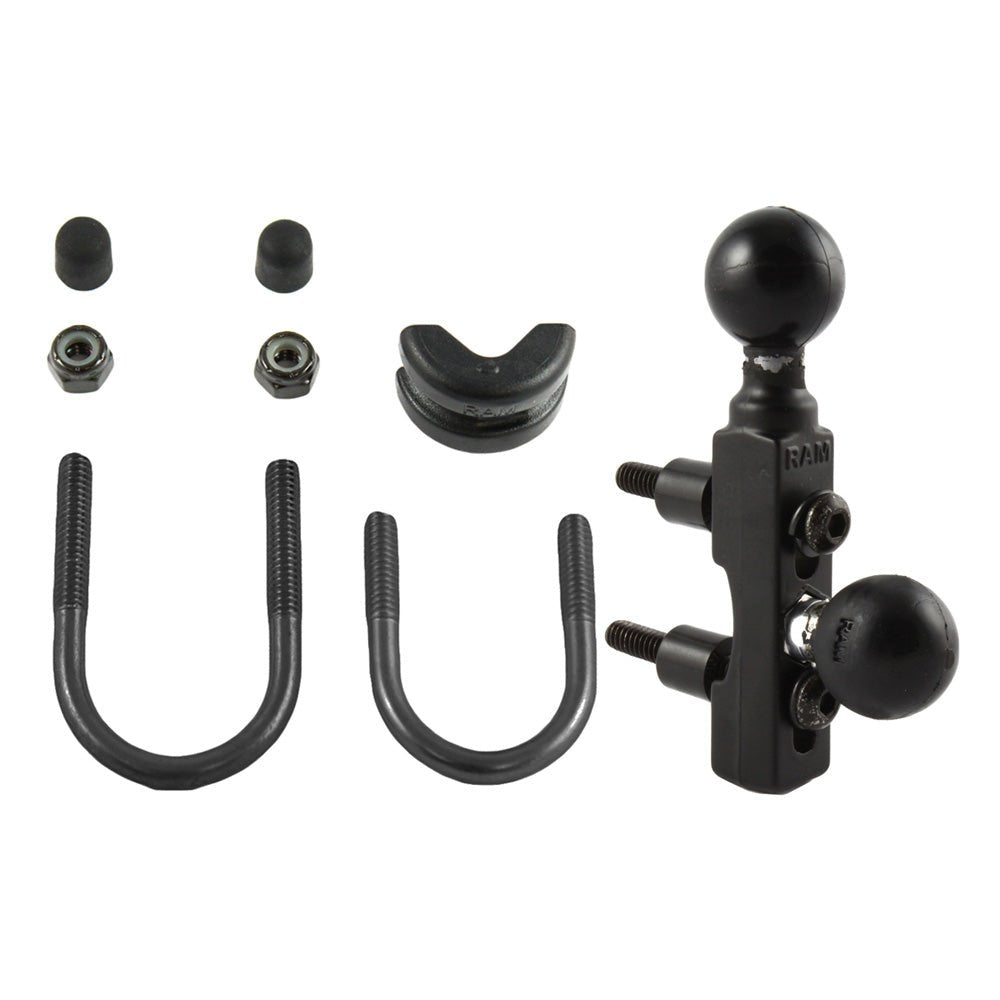RAM Mount Motorcycle Combination Base f/Handlebar or Brake/Clutch Reservoir w/2 1" Balls [RAM-B-309-8U] - Houseboatparts.com