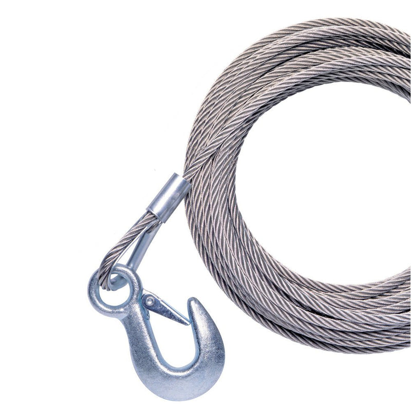 Powerwinch 40' x 7/32" Replacement Galvanized Cable w/Hook f/RC30, RC23, 712A, 912, 915, T2400 & AP3500 [P7188800AJ] - Houseboatparts.com