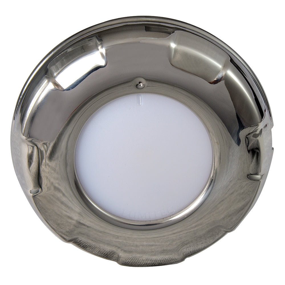 Lumitec Aurora - LED Dome Light - Polished SS Finish - 2-Color White/Blue Dimming [101138] - Houseboatparts.com