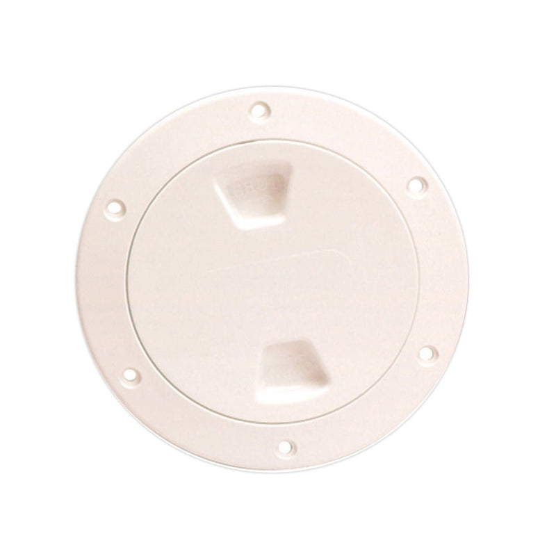 Beckson 4" Smooth Center Screw-Out Deck Plate - Beige [DP40-N] - Houseboatparts.com