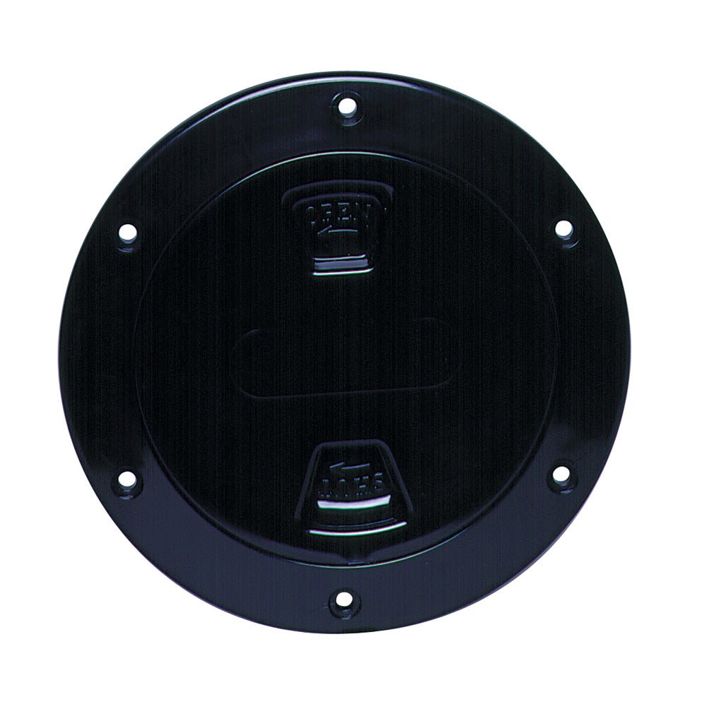 Beckson 4" Smooth Center Screw-Out Deck Plate - Black [DP40-B] - Houseboatparts.com