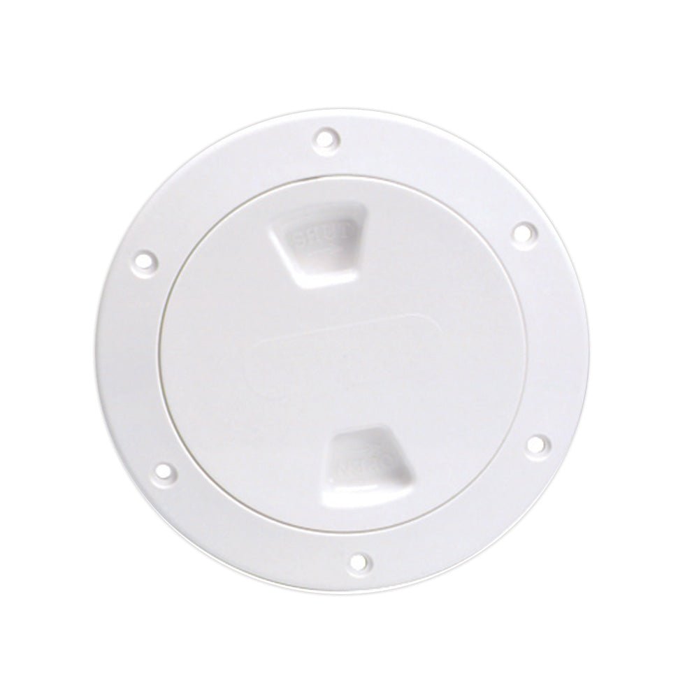 Beckson 4" Smooth Center Screw-Out Deck Plate - White [DP40-W] - Houseboatparts.com