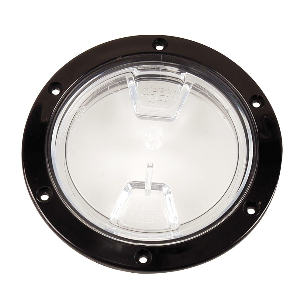 Beckson 4" Clear Center Screw Out Deck Plate - Black [DP40-B-C] - Houseboatparts.com